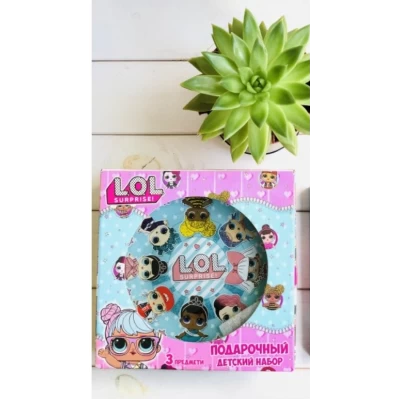 Детский набор стеклянный 3предмета*Лола* Детский набор стеклянный 3предмета*Лола*