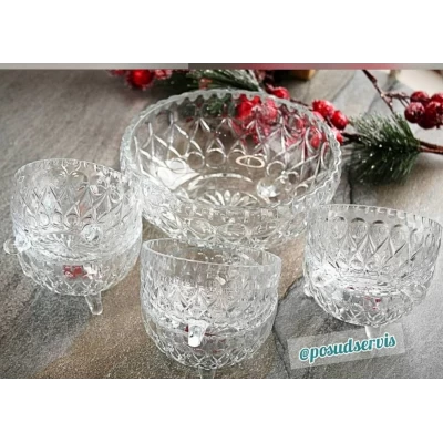 Набор стеклянных салатников под хрусталь 1+6