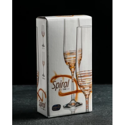 Бокалы для шампанского (190мл) золотая спираль (2шт)