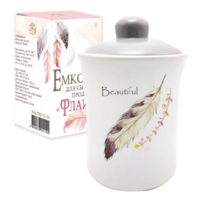 Керамическая банка для сыпучих (700мл) с силиконовым уплотнителем 