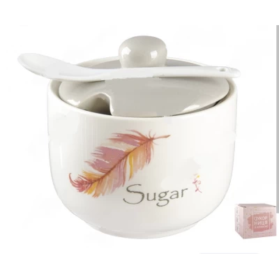 Сахарница керамическая (380мл) с керамической ложкой