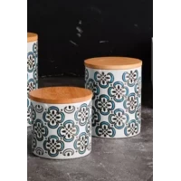 Керамические банки с бамбуковыми крышками 500мл с силиконовым уплотнителем