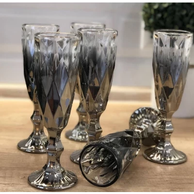 Набор бокалов для шампанского (190мл)цвет серый перламутр