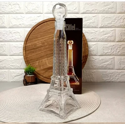 Стеклянный графин для спиртного(0,33мл,) Эйфелева башня