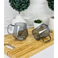 Набор чашек двойное дно (300мл )графитового цвета, термостойкие,  Ardesto 2шт