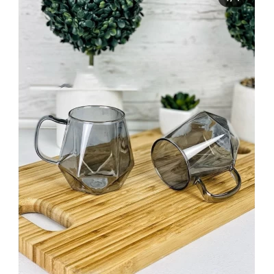 Набор чашек двойное дно (300мл )графитового цвета, термостойкие,  Ardesto 2шт