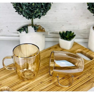 Набор чашек двойное дно  (270мл) бронзовое напыление  Ardesto 2шт