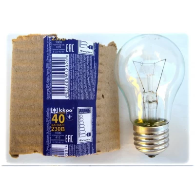 Лампа накаливания (ЛОН) 40 Вт цоколь Е27 "Искра" Львов. Лампа накаливания (ЛОН) 40 Вт цоколь Е27 "Искра" Львов.