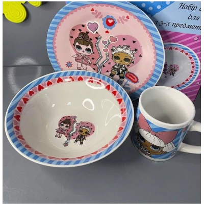 Керамический детский набор 3 предмета *Лола* Керамический детский набор 3 предмета *Лола*