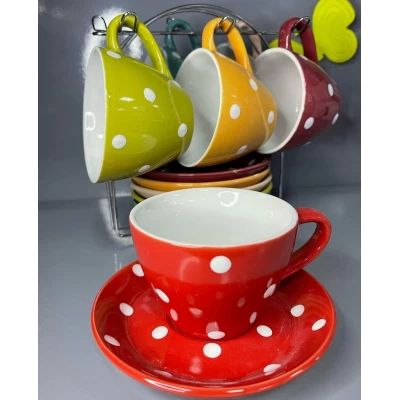 Чайный сервиз на металлической стойке 6 чашек (220мл)+6 блюдец В подарочной упаковке Чайный сервиз на металлической стойке 6 чашек (220мл)+6 блюдец В подарочной упаковке