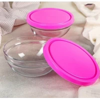 Стеклянный салатник с крышкой (d17см)