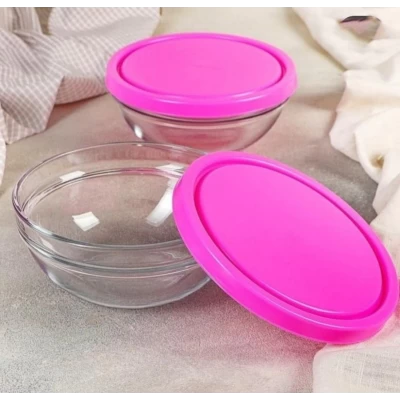 Стеклянный салатник с крышкой (d17см)