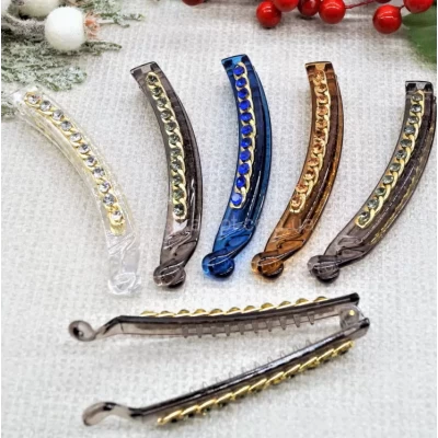 Заколка банан "Прозрачный каучук", 10 см Заколка банан "Прозрачный каучук", 10 см