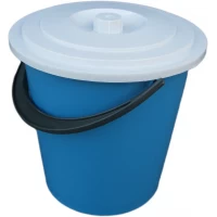 Ведро пластиковое 10 литров цветное хозяйственное с крышкой "Юнипласт"