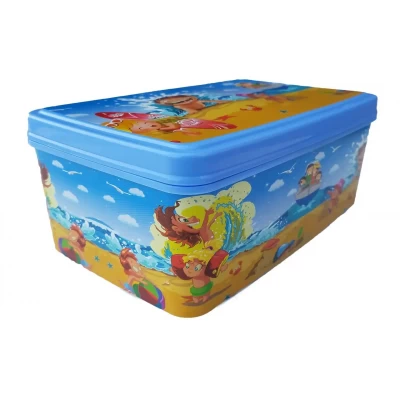 КОНТЕЙНЕР ПРЯМОУГОЛЬНЫЙ С КРЫШКОЙ 5,5Л (20X28X12 СМ) ПЛЯЖ