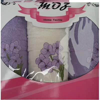 Набор полотенец 3-ка (2 лицевых и 1 банное) Турция. в ассортименте Набор полотенец 3-ка (2 лицевых и 1 банное) Турция. в ассортименте