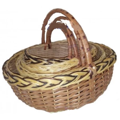 ПЛЕТЕНЫЕ КОРЗИНЫ ИЗ ЛОЗЫ С НИЗКИМ БОРТОМ (НАБОР ИЗ 4 ШТ)