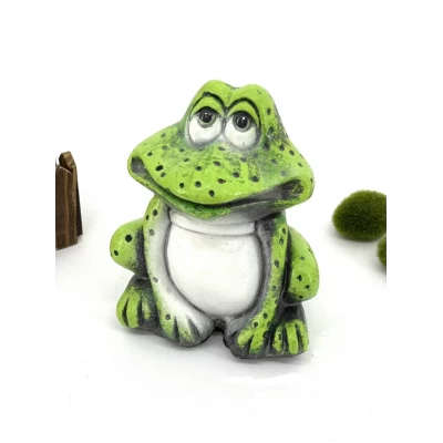 Садовая скульптура Лягушка квакушка сидит 15 см, Материал - гипс