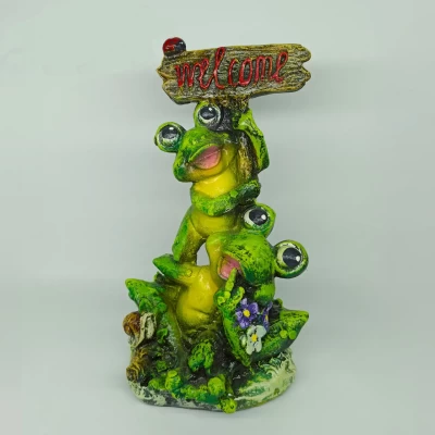 Гипсовые Лягушки с табличкой Welcome  28 см