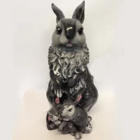 Фигура садово-парковая Заяц с семьей 43см, Материал - гипс