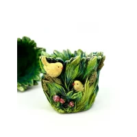 Кашпо с птицами декоративное для цветов 17 см, Материал - гипс