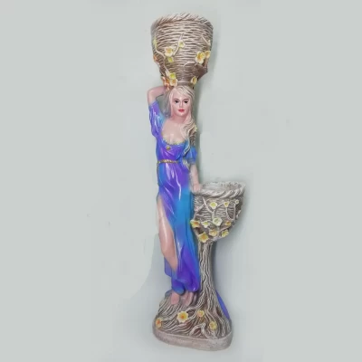 Садово - парковая фигура девушки с двумя кашпо 95 см, Материал - гипс