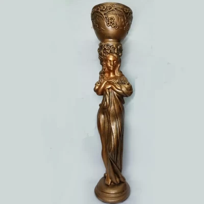 Декор для интерьера из гипса Девушка Ева с кашпо 105 см