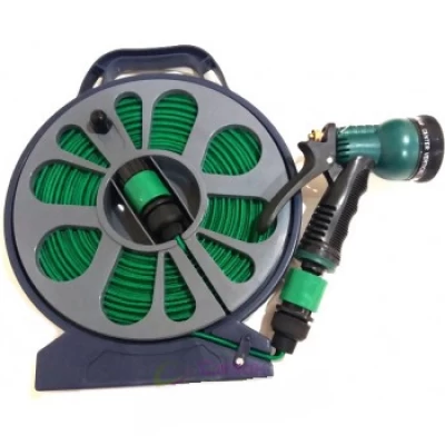 Шланг текстильный 15 м с пистолетом на кассете