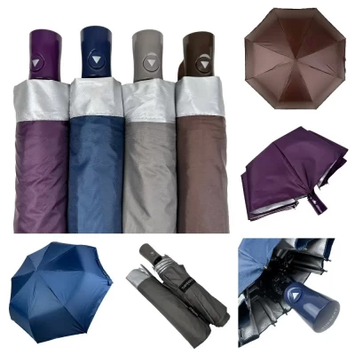 Зонтик женский полуавтомат на 8 спиц, с серебристым покрытием изнутри. 614 Венгрия 