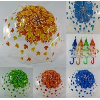 Прозрачный зонтик тростьс листьями на 8 карбоновых спиц, Венгрия  307