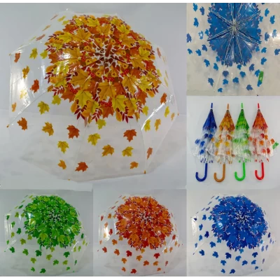 Прозрачный зонтик тростьс листьями на 8 карбоновых спиц, Венгрия  307