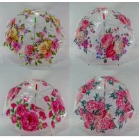 Прозрачный зонтик с трость цветами, на 8 карбоновых спиц, Венгрия 308