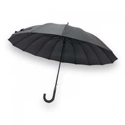 Зонт трость мужской Полуавтомат на 16 спиц "антиветер", 1669 с диаметром купола 115 см 