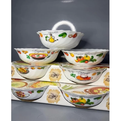 Набор салатников (16 см) 3 шт. стеклокерамика, деколь овощи 