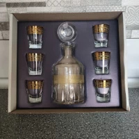 Набор для виски Графин (0.5)+6 стопок (50мл) золотосодержащая деколь Греческий узор