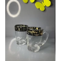 Стеклянная чашка (350мл) деколь Чёрный кофе