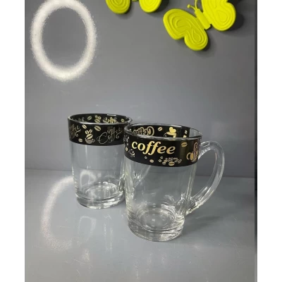 Стеклянная чашка (350мл) деколь Чёрный кофе