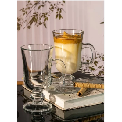  Набор стеклянных кружек Айриш для кофе на ножке (225мл)  (2шт), Турция 
