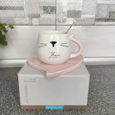 Набор чашка (230мл)с блюдцем и ложкой Китти