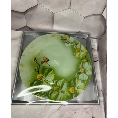 Стеклянное круглое блюдо (30см) в ассортименте 