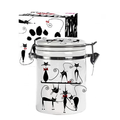 Керамическая банка "Черная кошка" (500мл) с бугельным замком для сыпучих