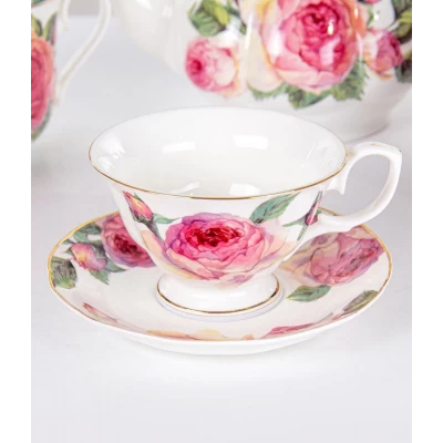 Фарфоровая чашка (220мл) с блюдцем Пион производство Lefard 