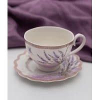Фарфоровая чашка (250мл) с блюдцем Лаванда производство Lefard 