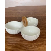 Менажница на 3секщии с бамбуковой ручкой (в подарочной упаковке)