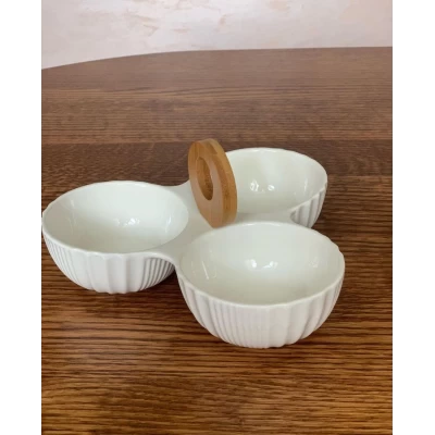 Менажница на 3секщии с бамбуковой ручкой (в подарочной упаковке)