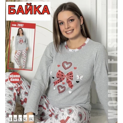 Пижама байковая. Размер S, M,L,XL, 2XL (40-48). Турция