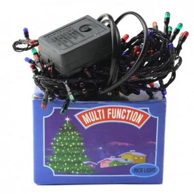 Гирлянда 200 прост. ламп, черный шнур, 8 функций, 5,5м, 19501