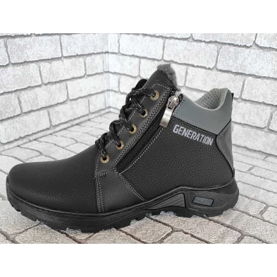 Ботинки мужские на меху Б77/3, р-р 40-45, шнурок - замок