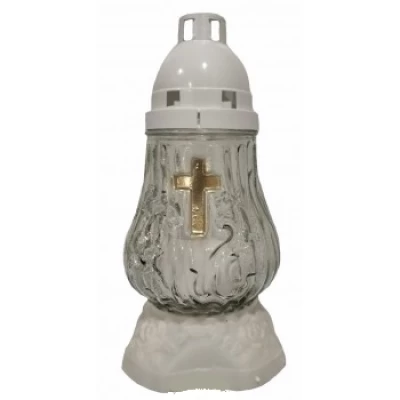 ЛАМПАДКА СТЕКЛЯННАЯ НА 18 ЧАСОВ "ОГОНЕК" ПРОЗРАЧНАЯ, 16,5 см