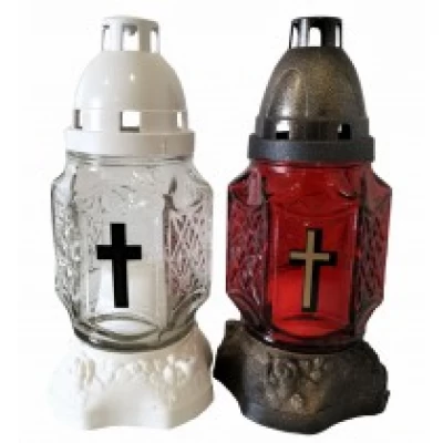 Лампадка стеклянная на 18 часов "Каплычка" (красная, белая)